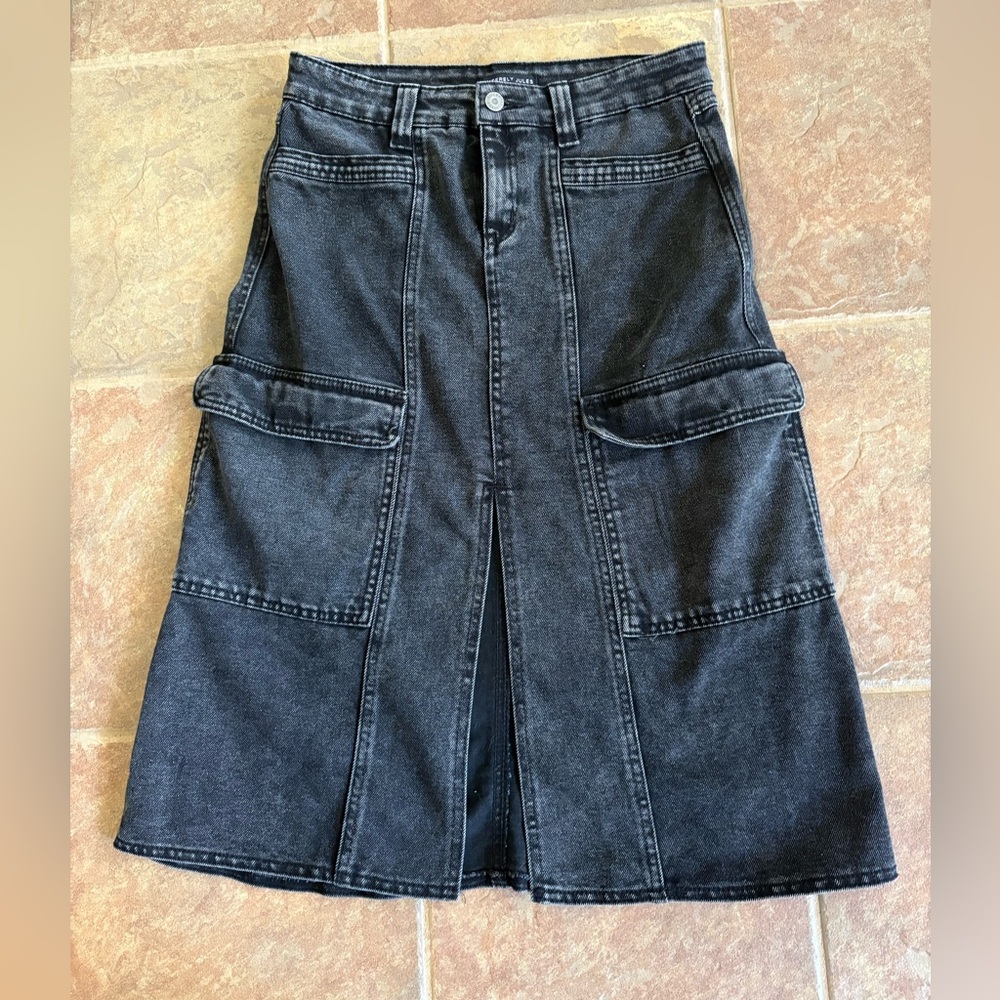 Sincerely Jules Charcoal Denim Midi Skirt